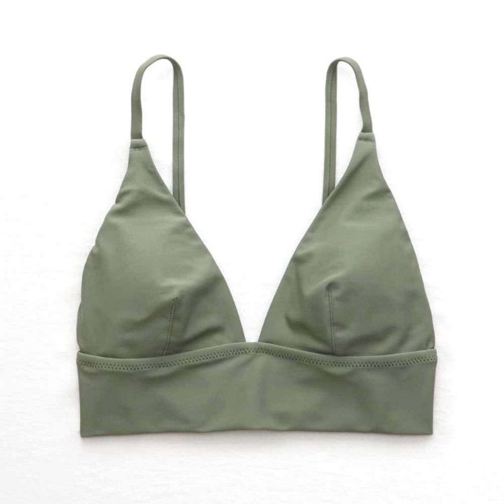 NWT aerie XXL triangle olive green triangle padded bikini top